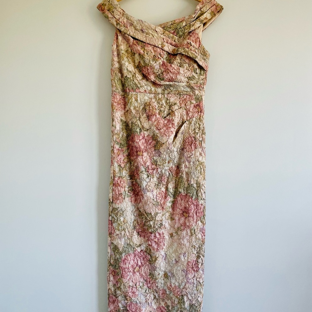 Adrianna Papell Off-The Shoulder Floral Gown